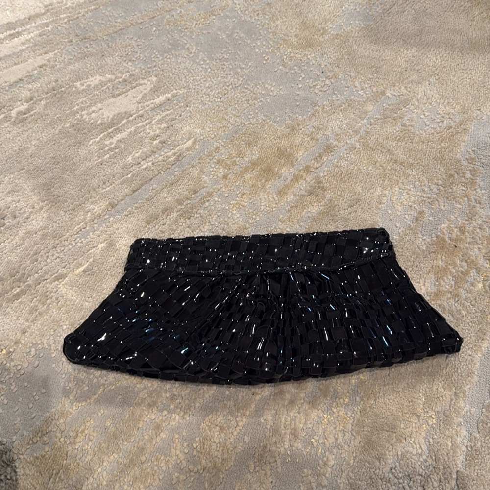 LAUREN‎ MERKIN PATENT LEATHER
& SUEDE BASKET WEAVE CLUTCH GUC